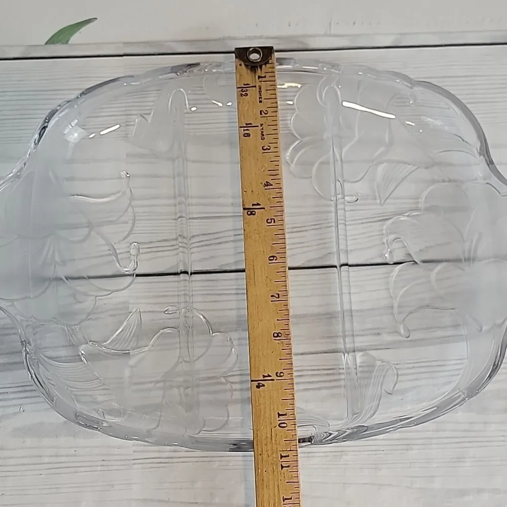 Crystal Clear Studios Lilly Glass Serving Tray Vintage 80s With Original Box